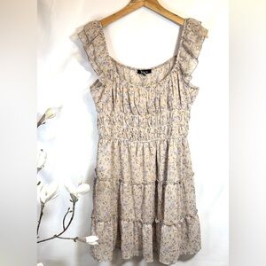 Trixxi Cream Floral Ruffle Mini Dress